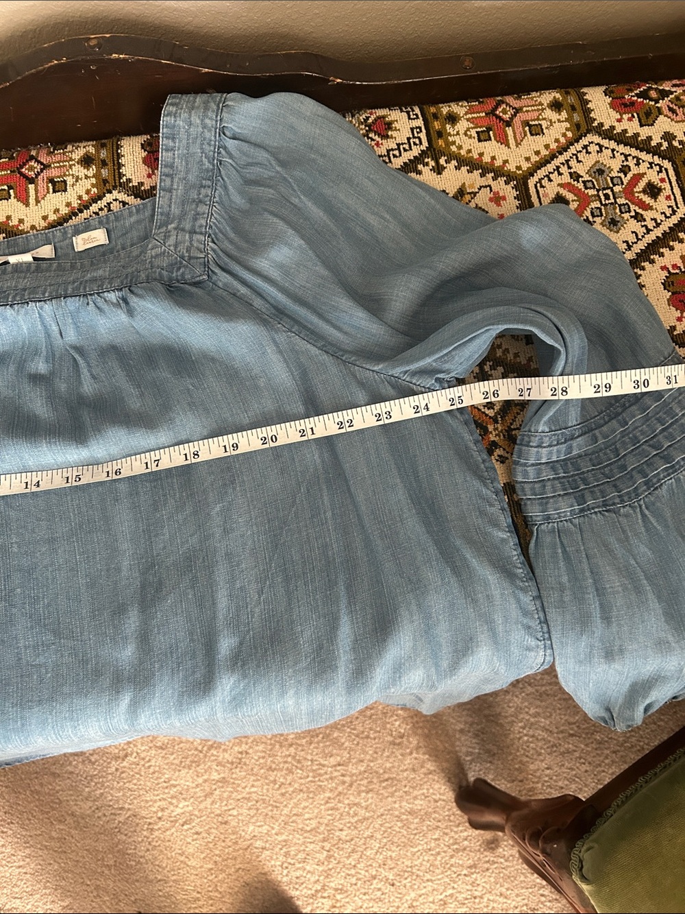 LC Lauren Conrad Light Blue Chambray Peasant Top - Picture 6 of 8